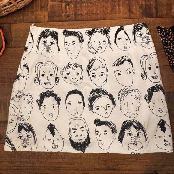 8 BIRDIES Graphic Face Print Mini Skirt - Picture 2 of 4